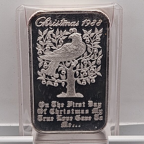 Madison Mint Christmas 1988 Partridge Pear Tree 999 Fine Silver One Troy Ounce